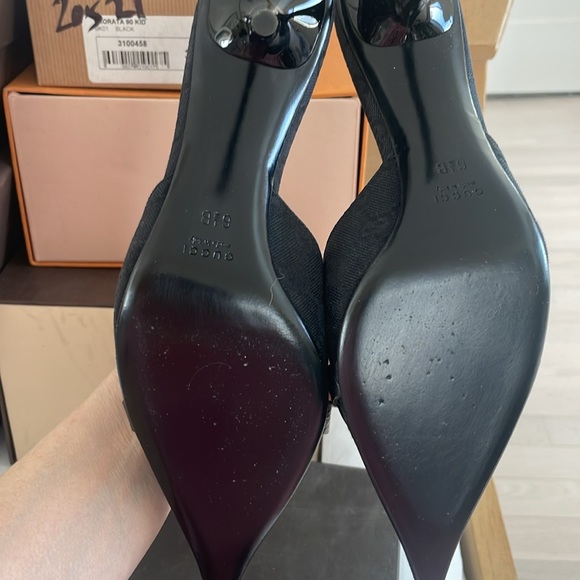 NIB Gucci horsebit  authentic black embossed GG  fabric mules - Picture 4 of 6